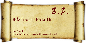 Bérczi Patrik névjegykártya